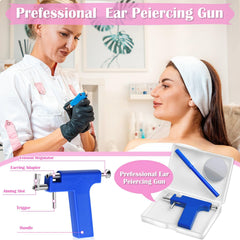Evatage ear piercing gun in action for quick, precise earhole placement.