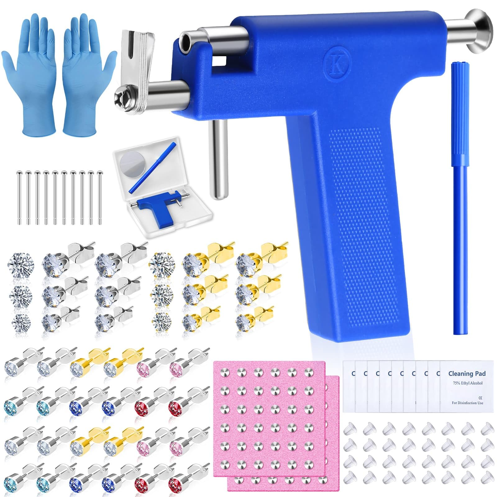 Evatage ear piercing gun kit box with complete at-home piercing tools.