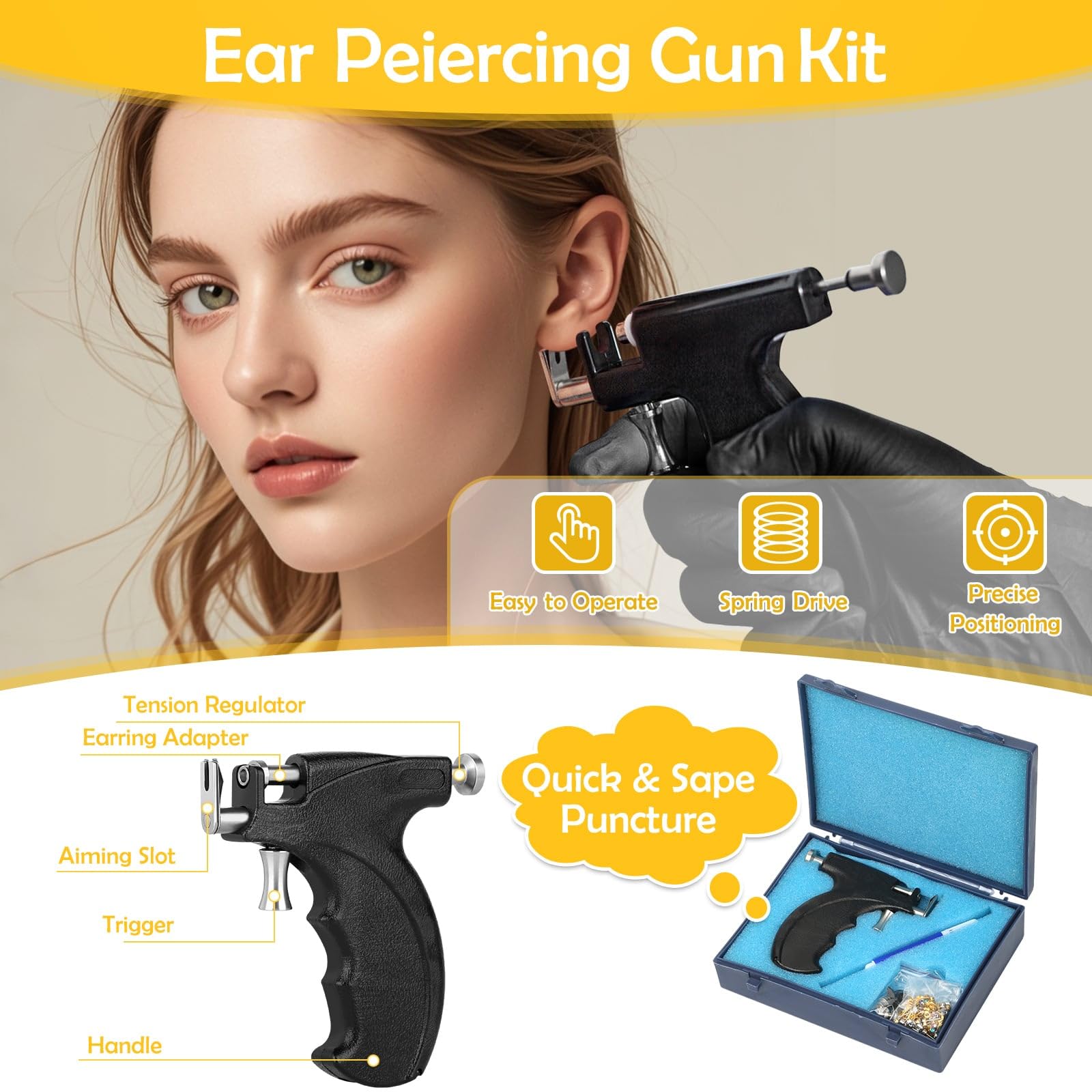 Evatage stainless-steel stud earrings—durable, hygienic piercings for confident at-home practice.
