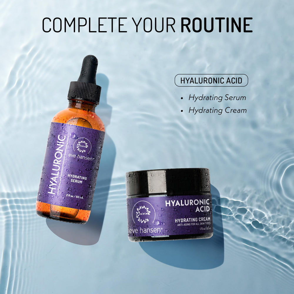 Eve Hansen Hyaluronic Acid Serum vegan cruelty-free badge emphasizes ethical skincare.