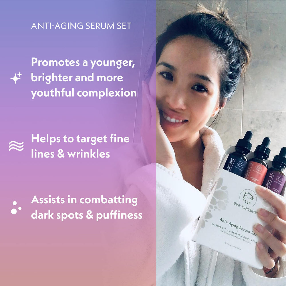 Eve Hansen Retinol Serum bottle supporting gentle resurfacing for a youthful look.
