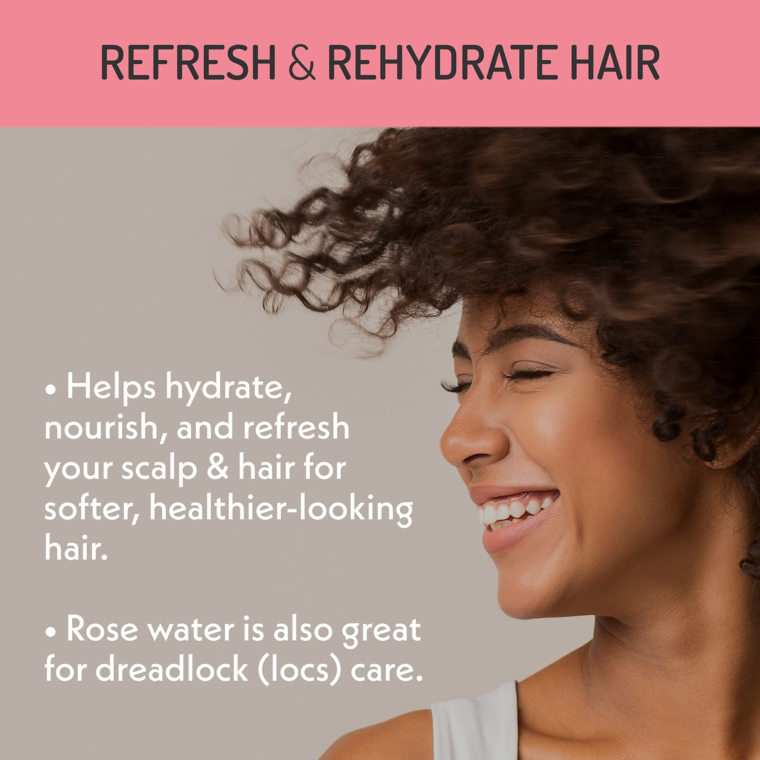 Eve Hansen Rose Water Spray over locs for refreshed roots between washes.