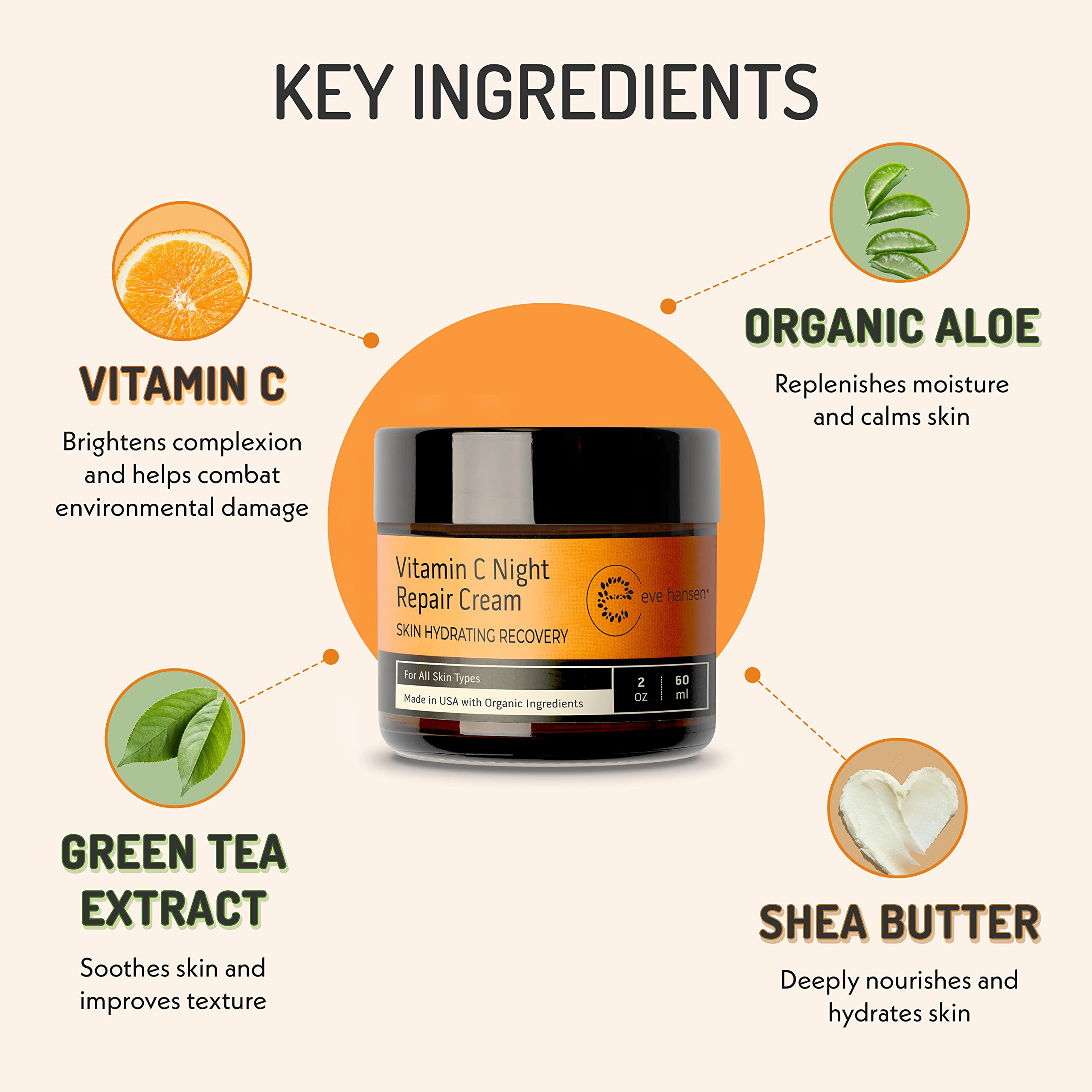 Eve Hansen Vitamin C Night Cream being applied to face for brightening hydration