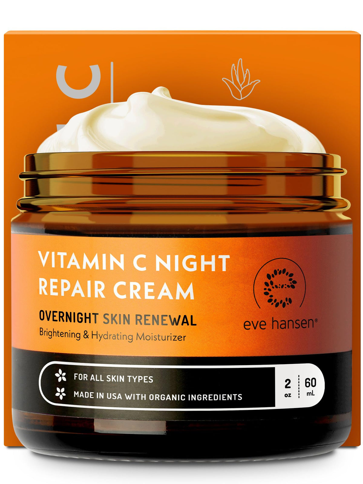 Eve Hansen Vitamin C Night Cream jar close-up showing rich nighttime hydration