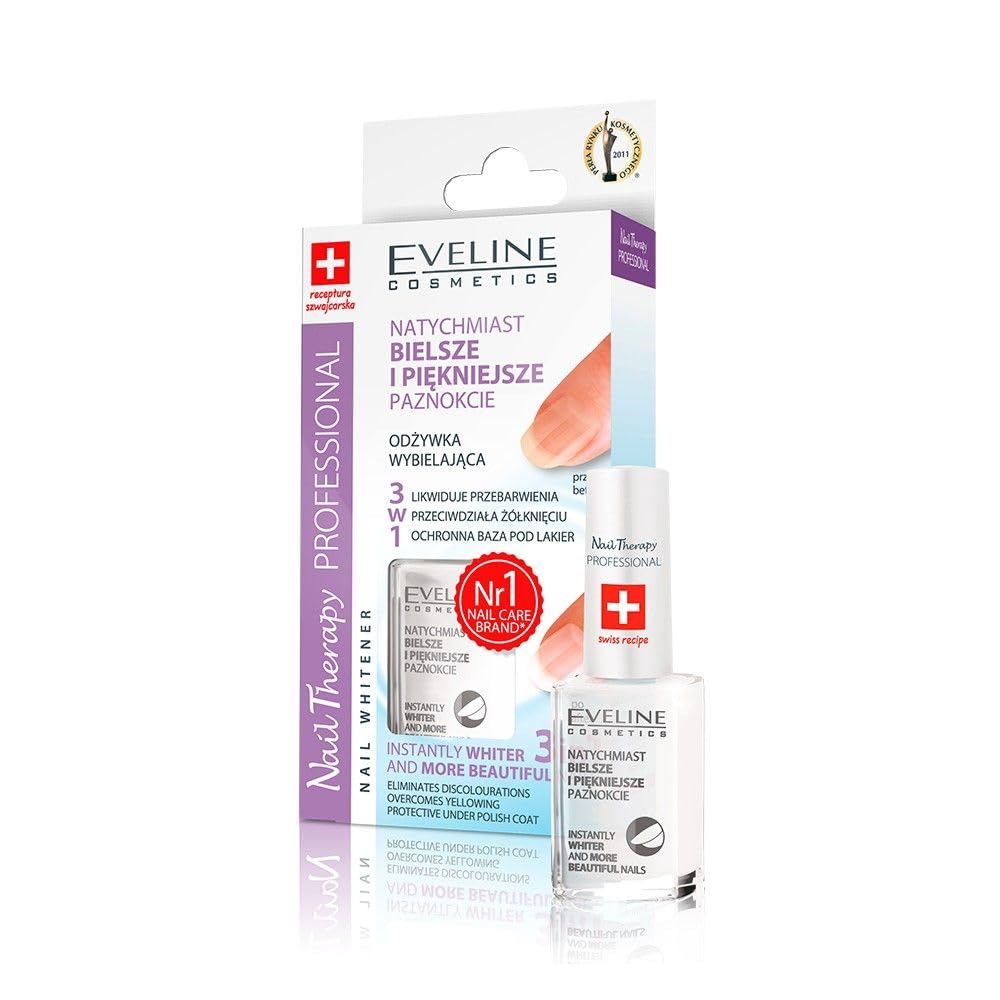 Eveline Cosmetics 3in1 Nail Whitener bottle front brightening discolored nails