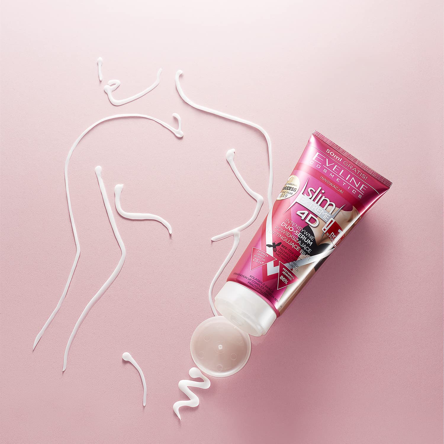 EVELINE COSMETICS Slim Extreme 4D bust-firming close-up highlights texture improvement and support