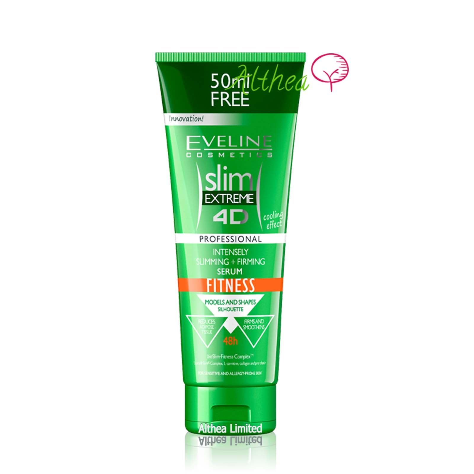 Eveline Cosmetics Slim Extreme serum texture close-up highlights fast-absorbing, toning look.