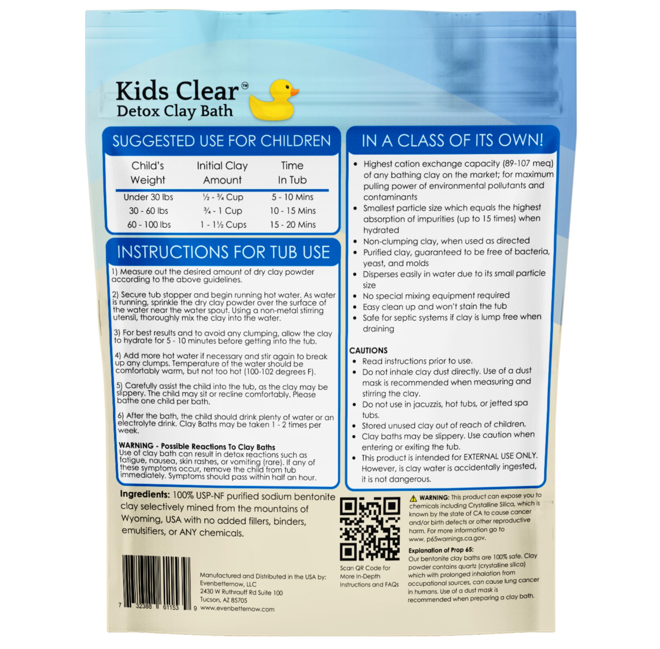 Evenbetternow Kids Clear Detox Clay Bath multiple-size options for family use.