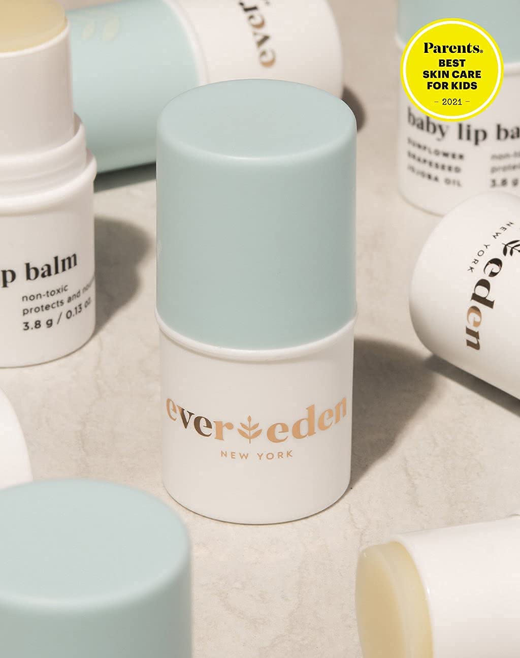 Evereden Baby Lip Balm mini size pack—great for travel and daycare.