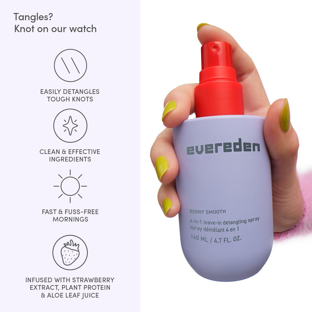 Evereden Detangler ingredients with argan oil and antioxidants for nourished strands.