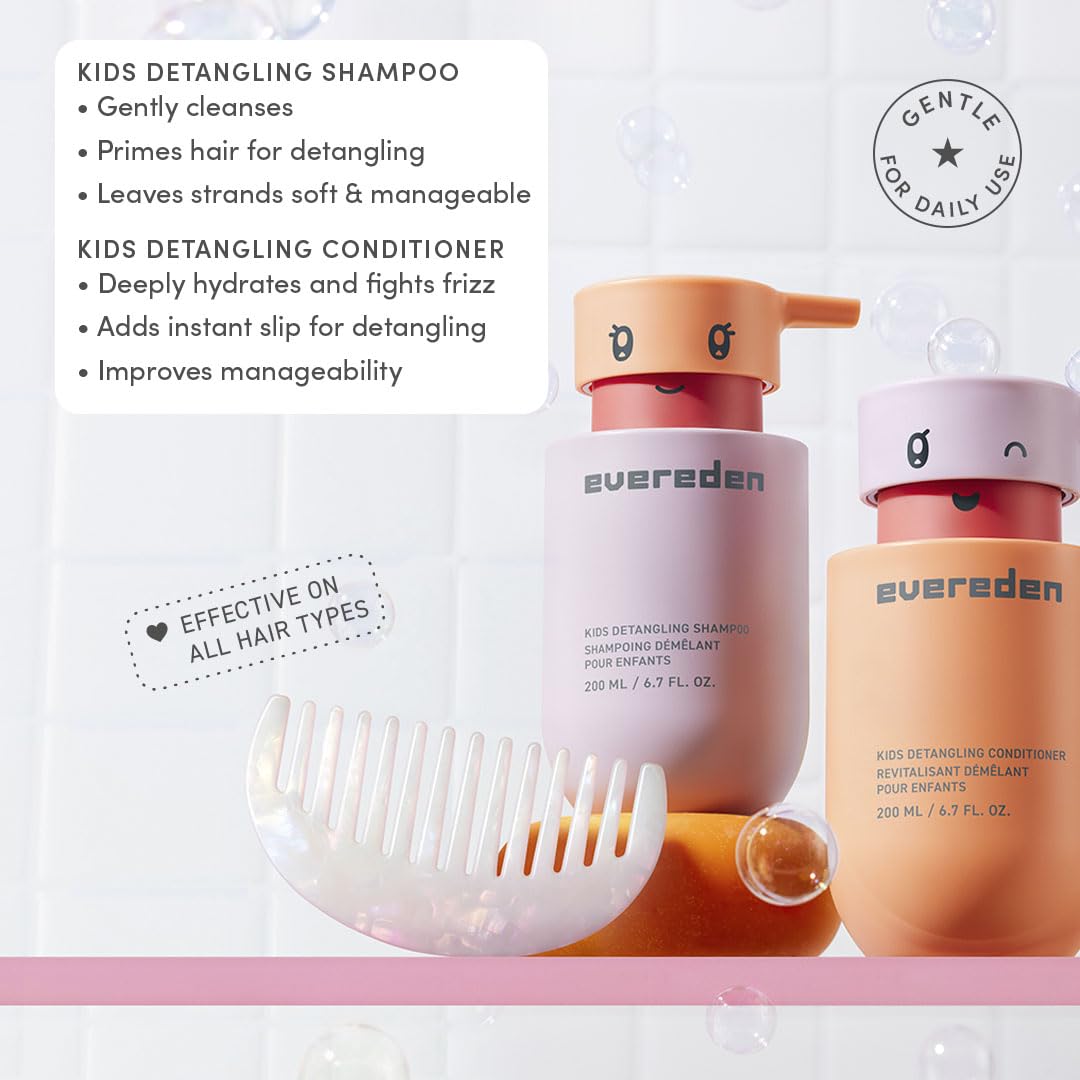 Evereden detangler brush closeup with soft bristles for painless detangling.