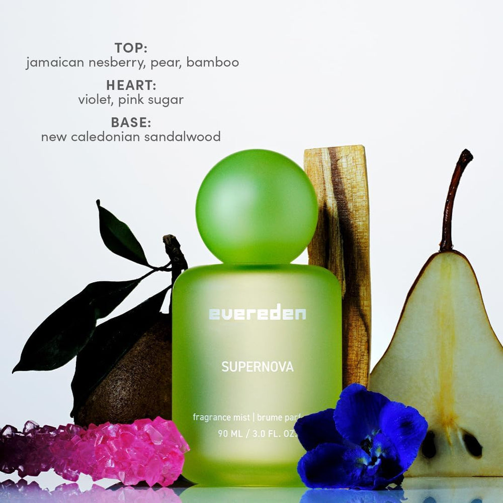 Evereden vegan-clean formula image signals non-toxic, long-lasting wear for everyday spray.
