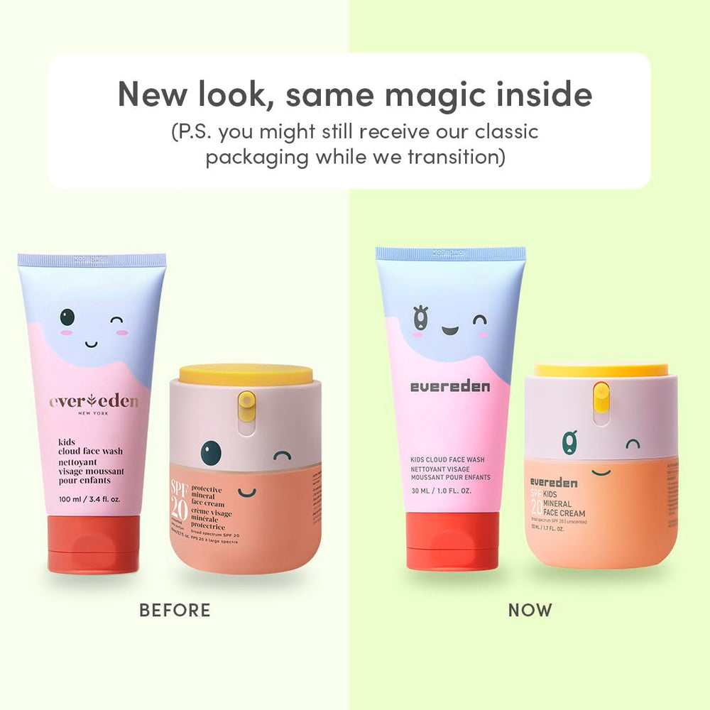 Evereden Happy Morning Duo tropical sorbet aroma bottle captures citrus-coconut scent for playful kid mornings.