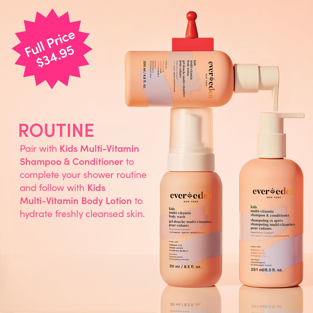 Evereden Kids Body Wash bottle delivers soothing hydration for soft, comfortable skin.