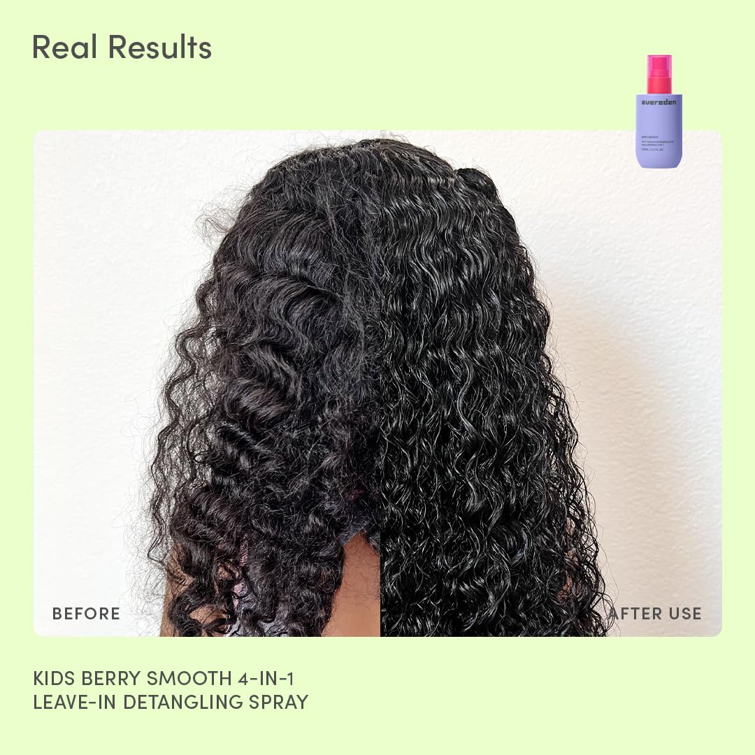 Evereden Kids Detangler Spray in use during family haircare routine.