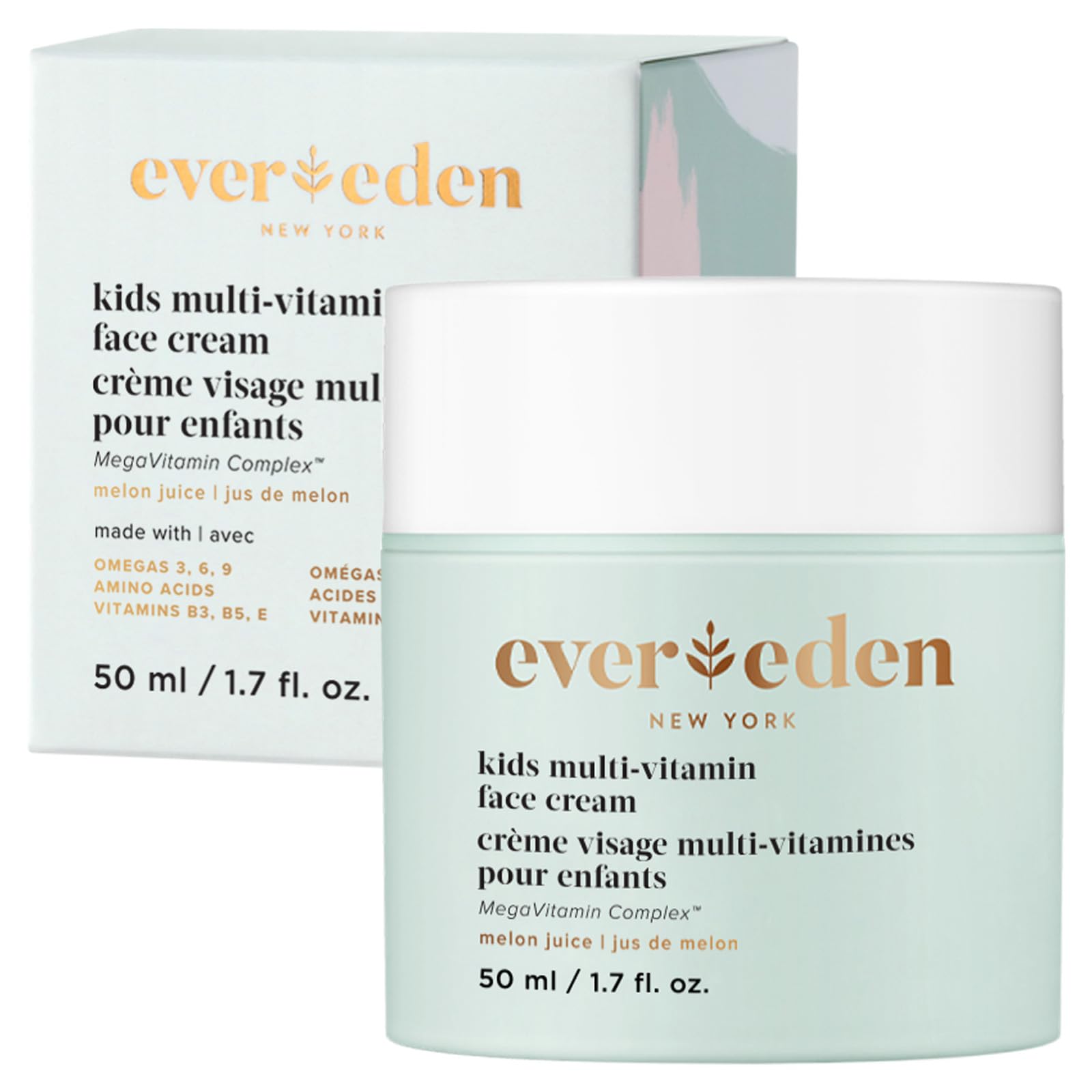 Evereden Kids Face Cream melon-juice-tube shows hydrating, kid-safe daily moisturizer.