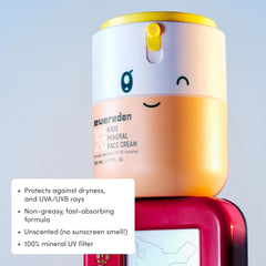 Evereden Kids Face Cream mineral formulation close-up shows non-nano minerals.