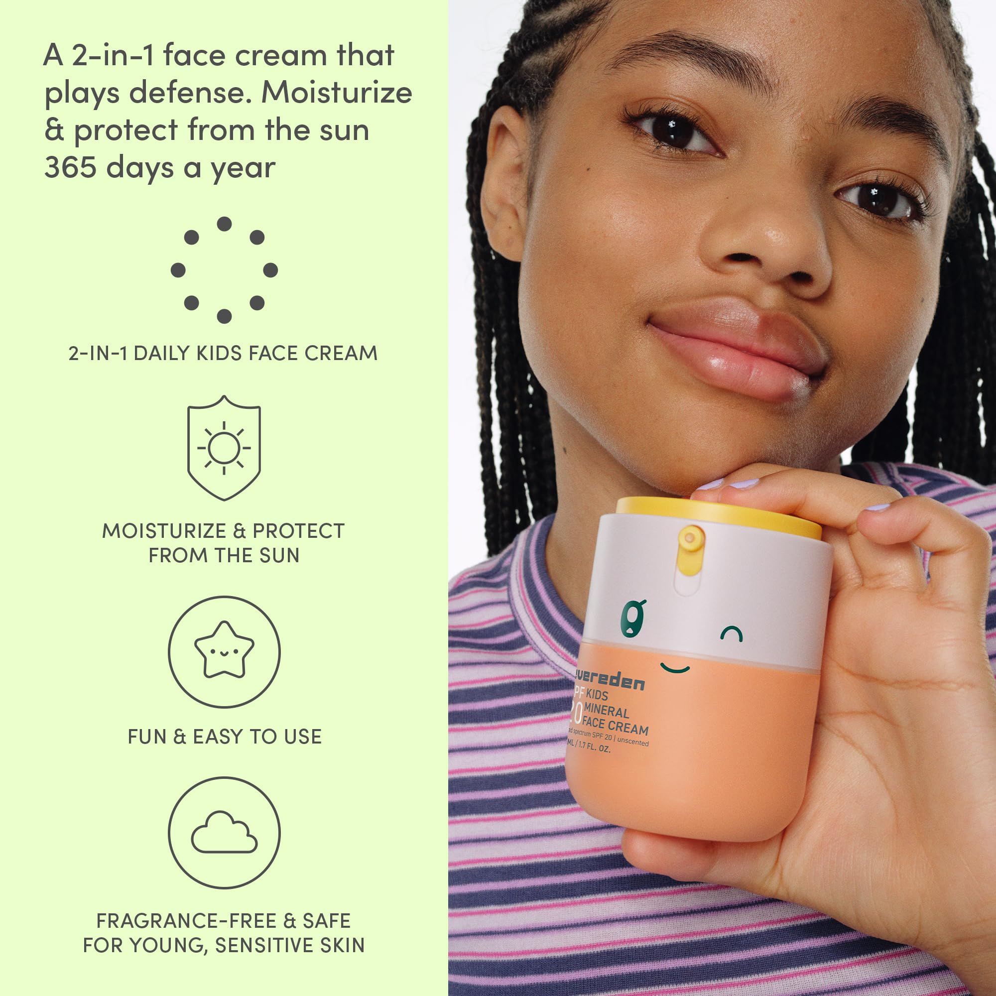 Evereden hydrated skin scene shows creamy texture on clean skin.