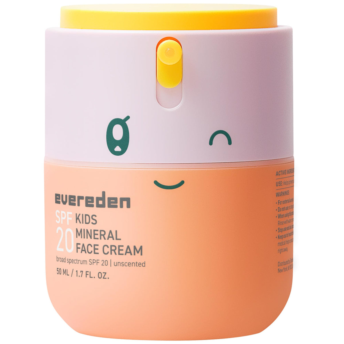 Evereden Kids Face Cream SPF20 jar provides gentle mineral protection for daily use.