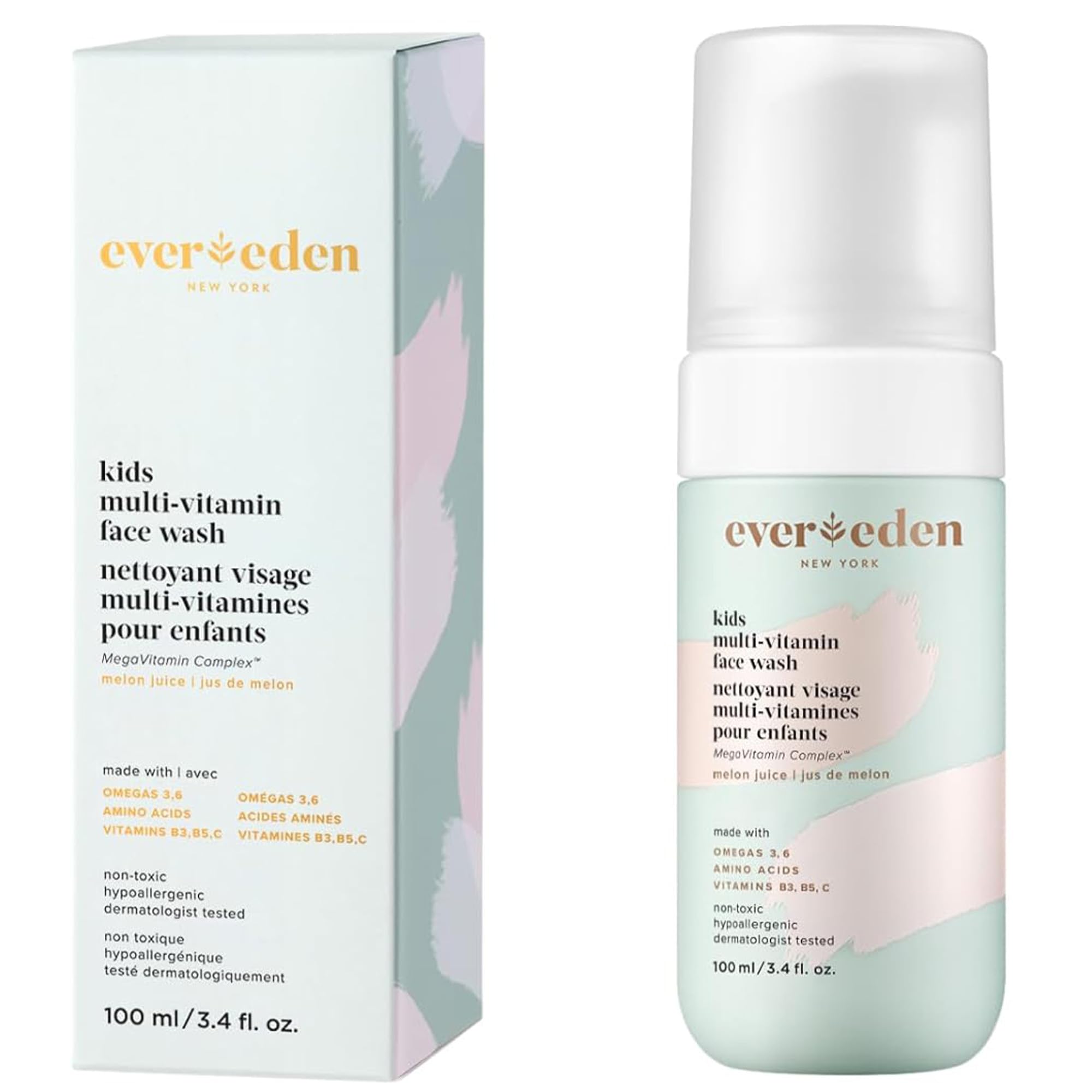 Evereden Kids Face Wash Melon Juice bottle showcases gentle cleansing for delicate child skin.
