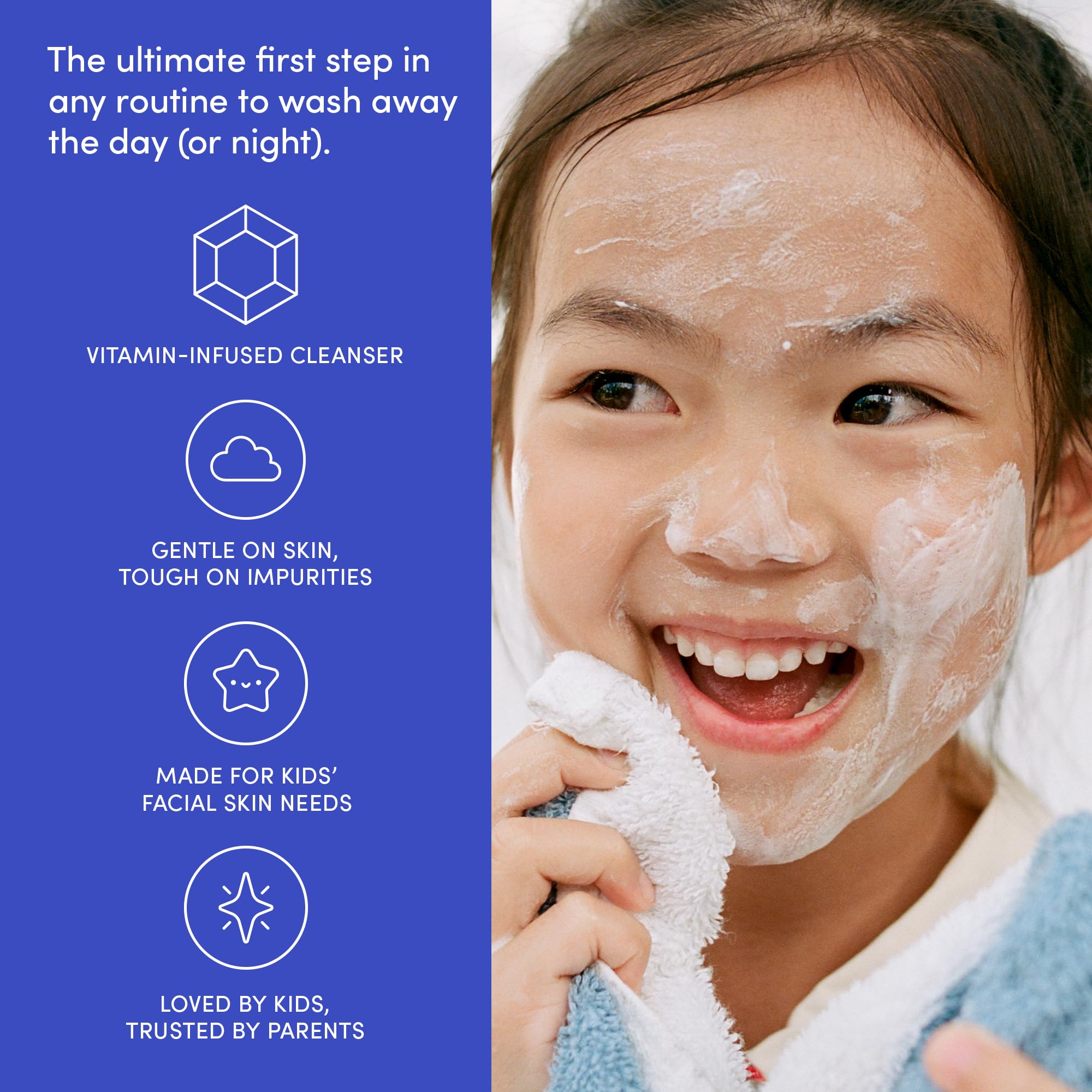 Evereden Kids Face Wash USA-made label signals trusted quality for families.