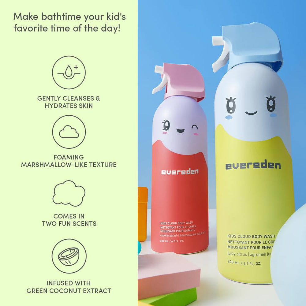 Evereden Coconut Splash scented bottle conveys tropical aroma for bath time.