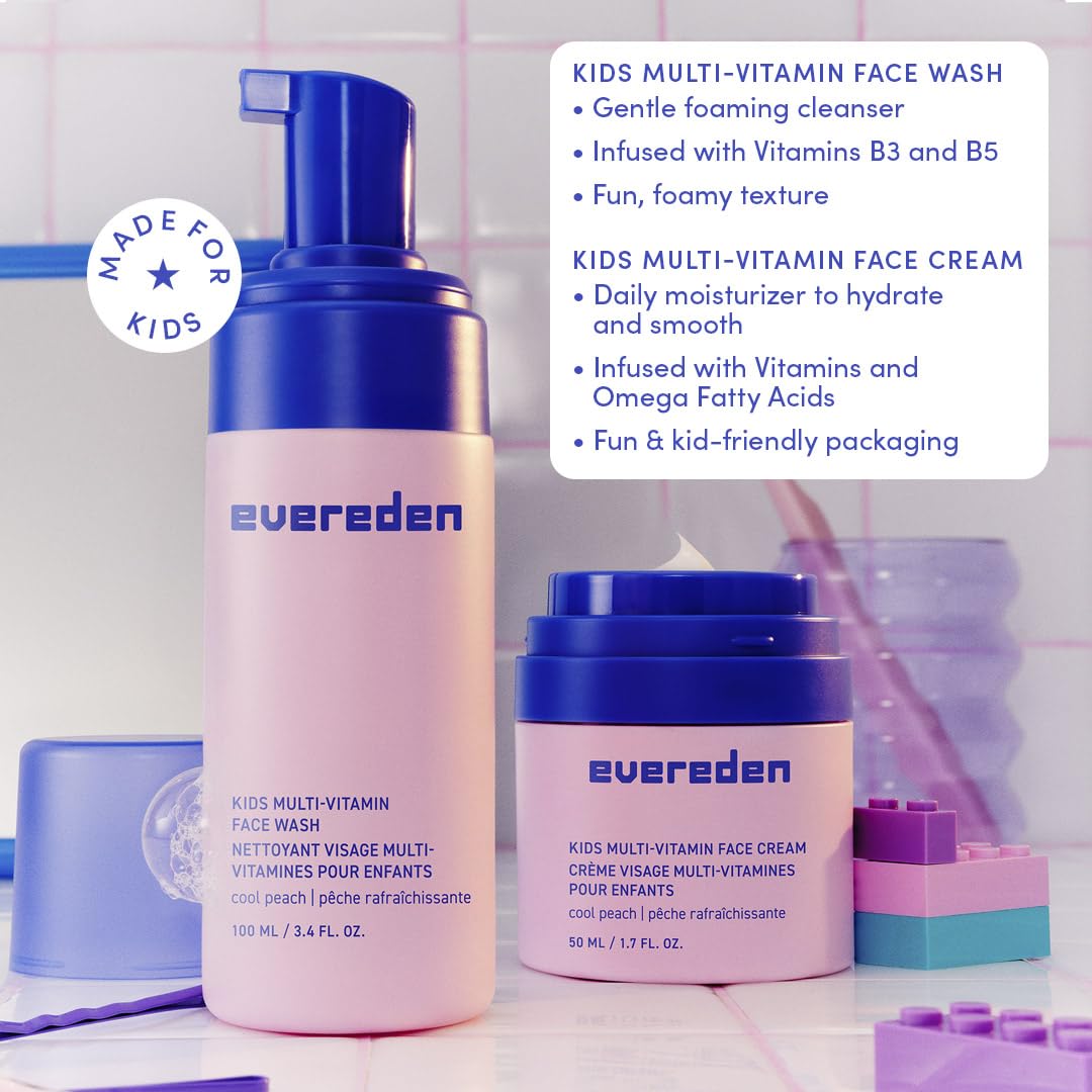 Evereden Kids Happy Face Duo kids-washing-face closeup demonstrates gentle cleansing for sensitive skin.