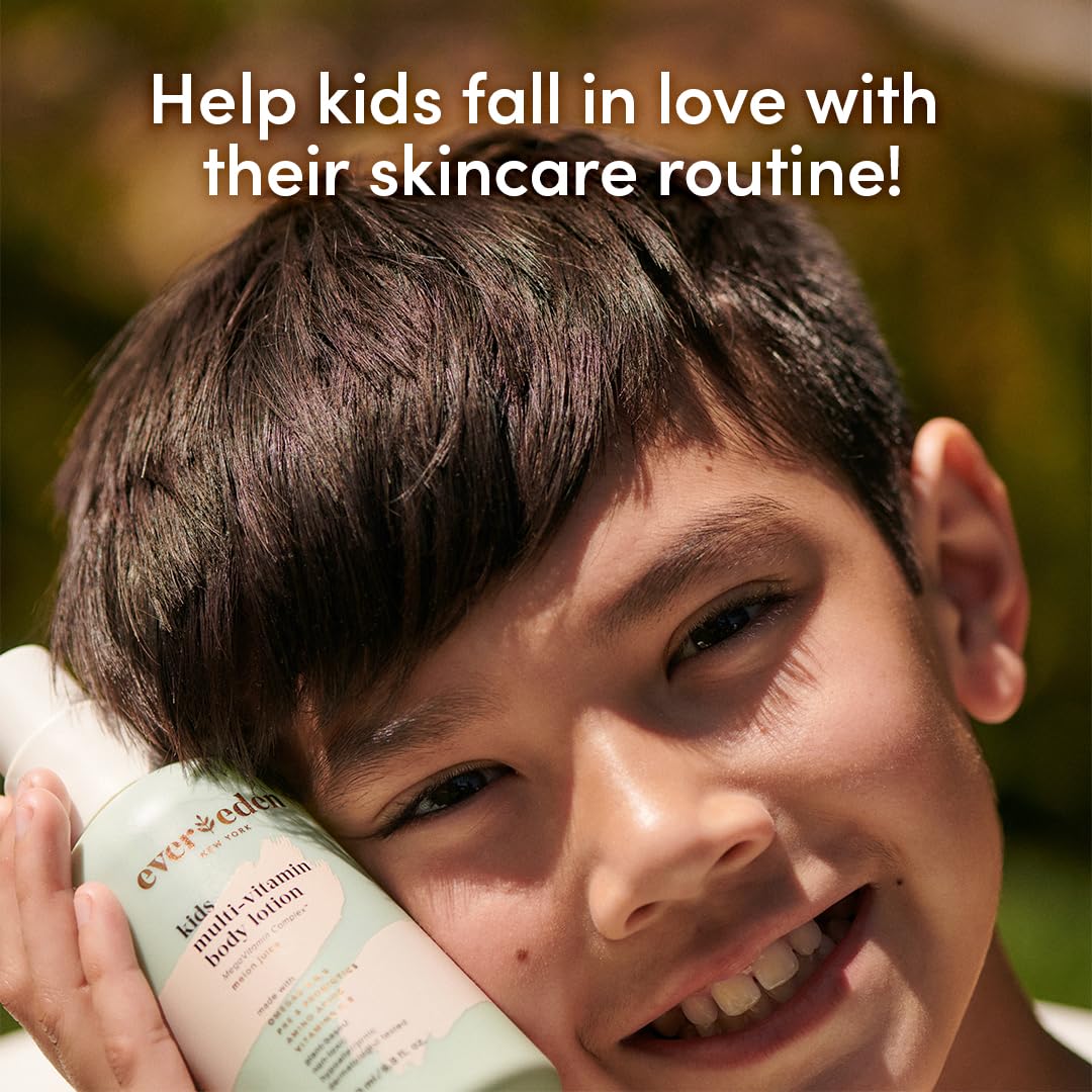 Evereden Kids Lotion close-up on hydrated skin demonstrating lasting moisture.