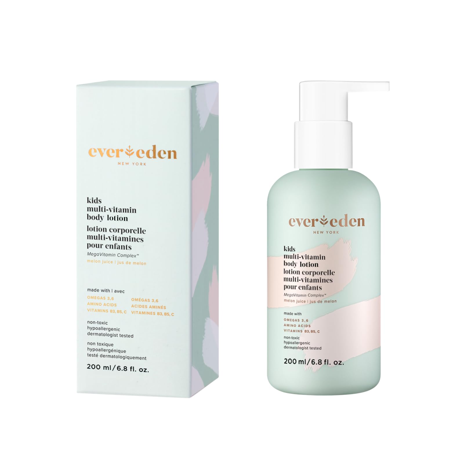 Evereden Kids Multi-Vitamin Body Lotion Melon Juice bottle: gentle hydration for daily use.