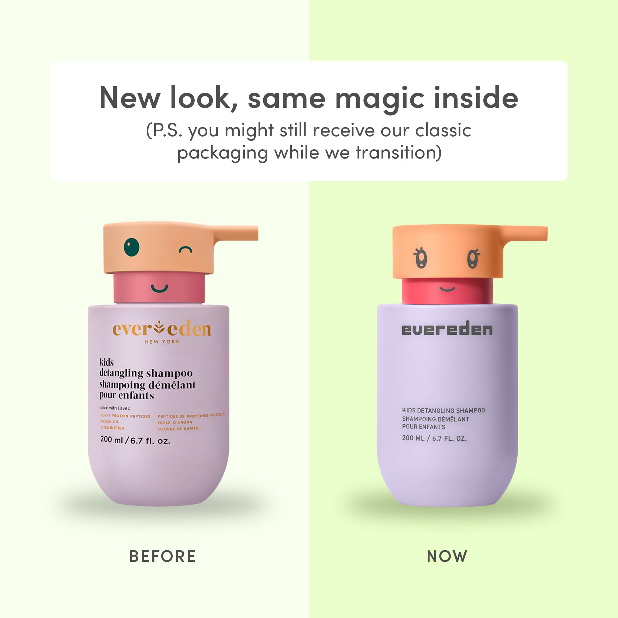 Evereden Kids Shampoo bottle highlights argan oil and shea butter for nourishment.