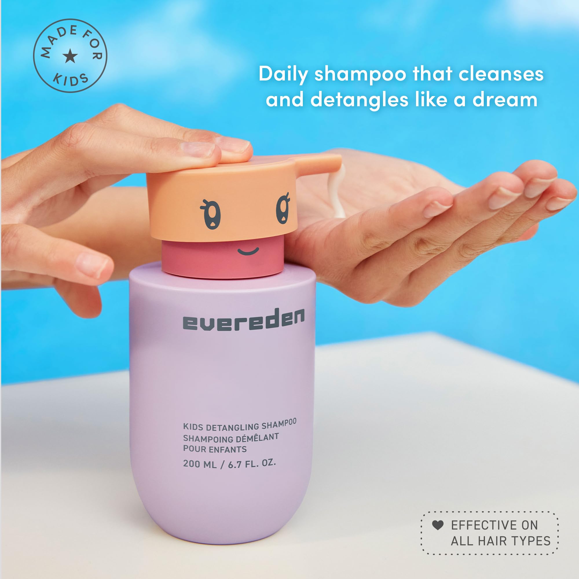 Evereden Kids Shampoo detangles long hair for easier styling.