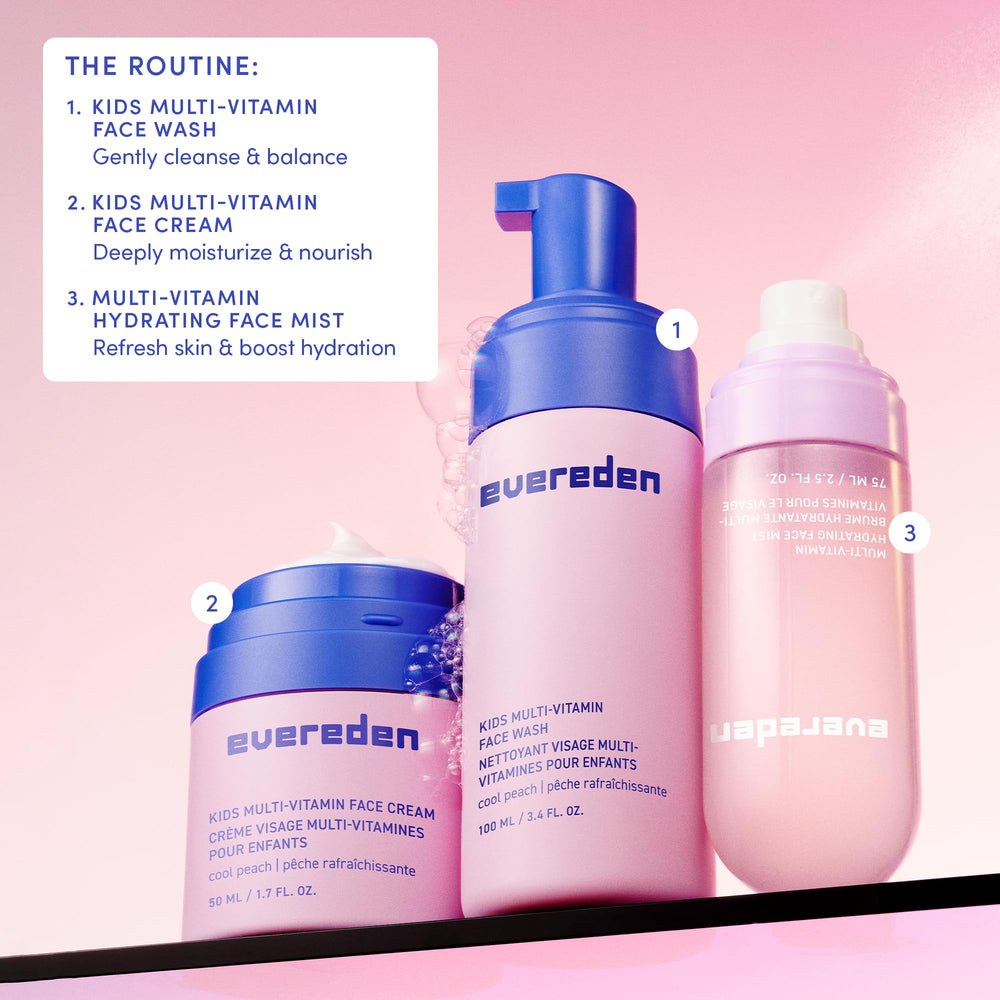 Evereden product line shot communicates clean, non-toxic skincare option for kids.
