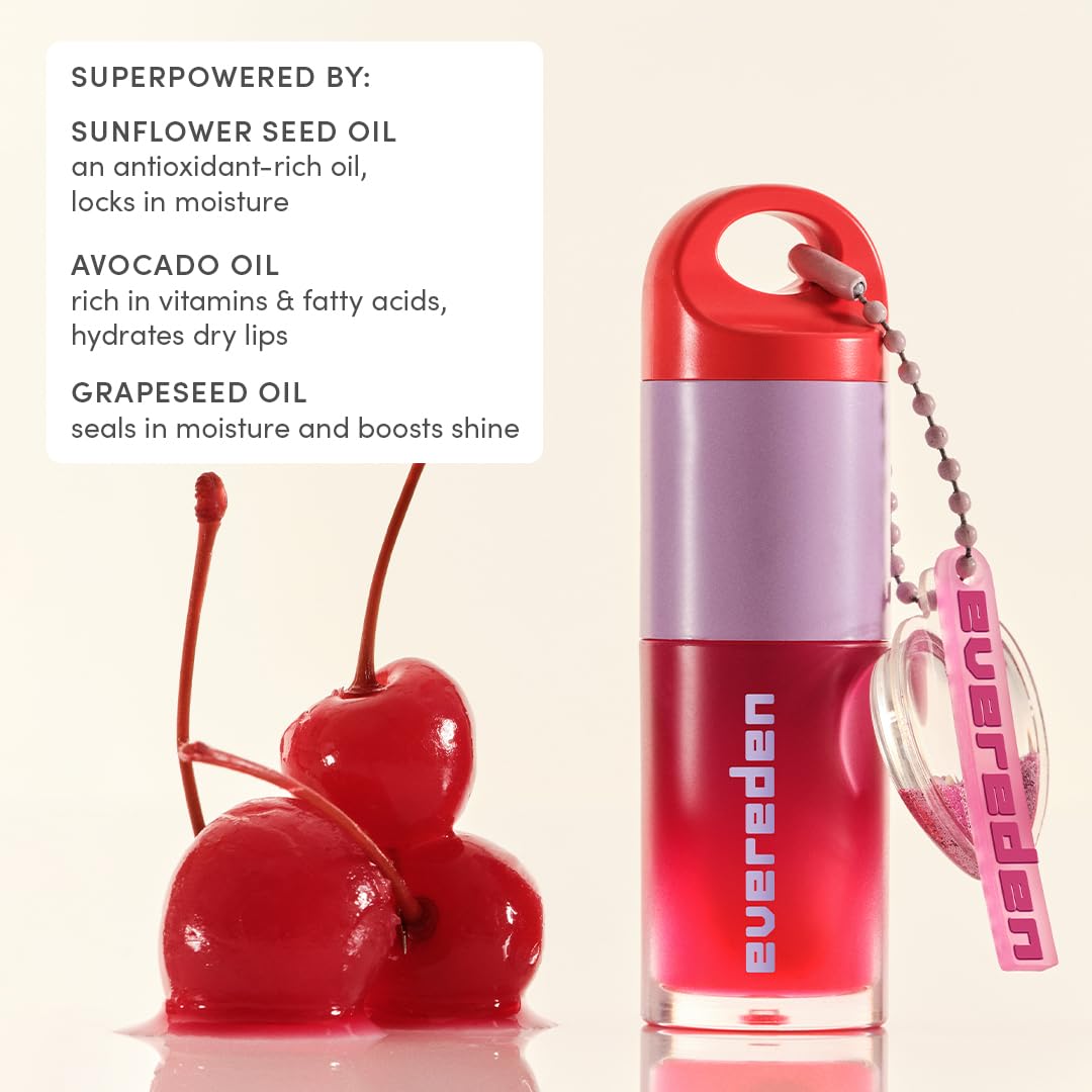 Evereden tinted lip gloss application shot highlights smooth, non-sticky texture for kids.