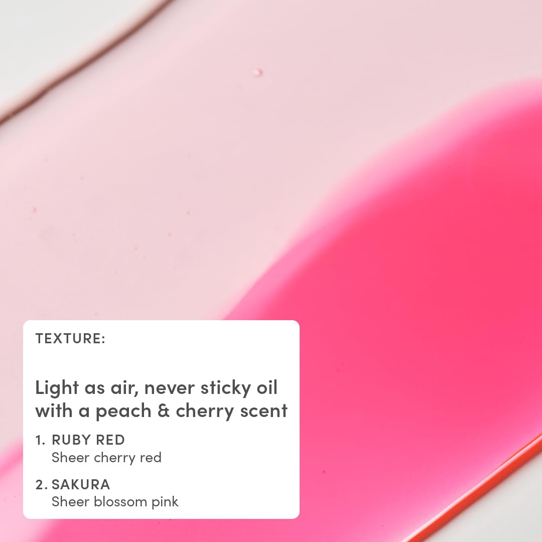 Evereden cherry, peach, and cranberry oils hydrate lips during busy days.