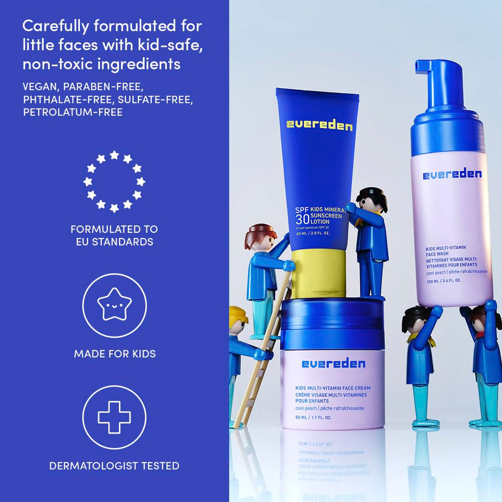 Evereden product lineup safe for sensitive skin close-up illustrates dermatologist-tested, gentle care.