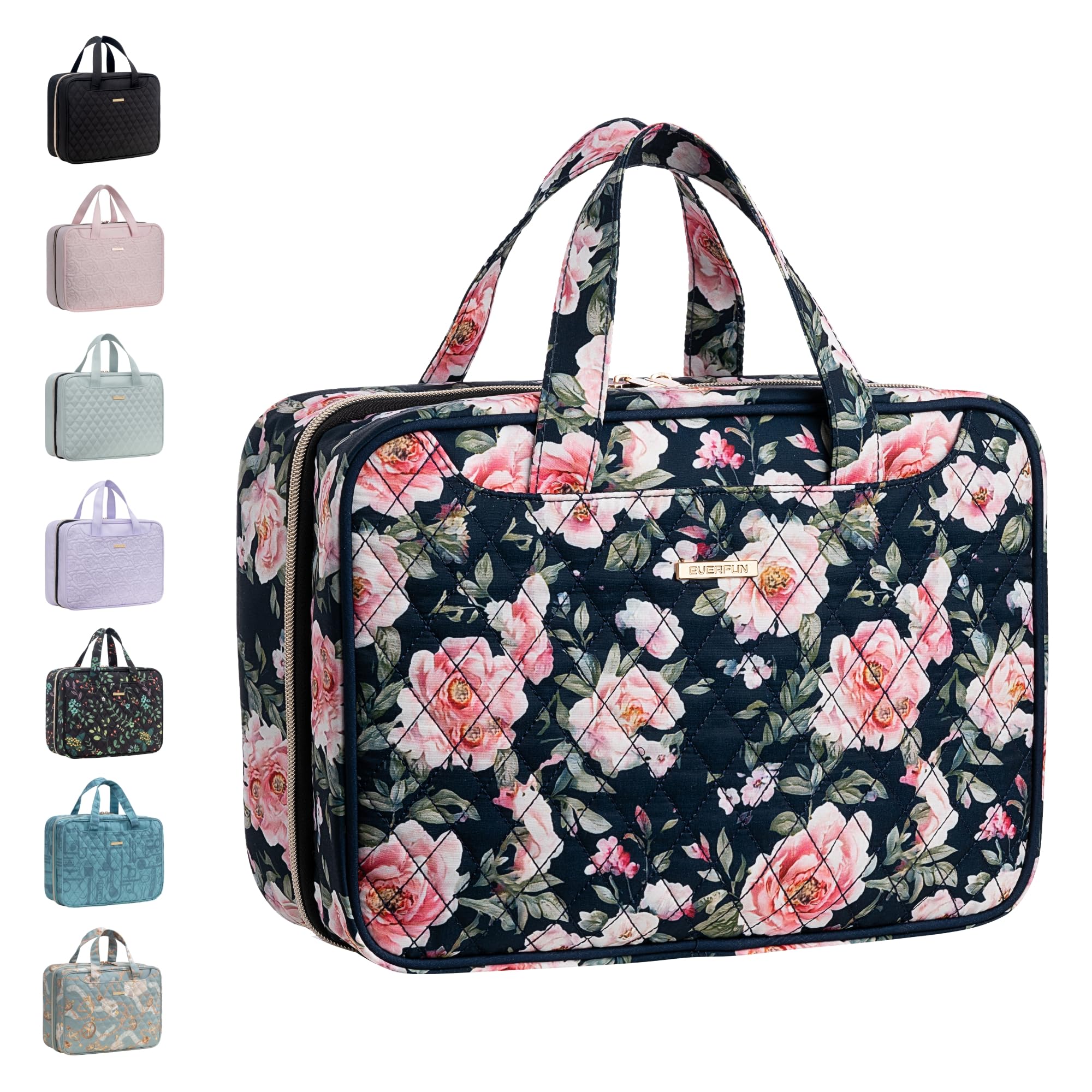 Everfun hanging travel toiletry bag front pocket for quick makeup access
