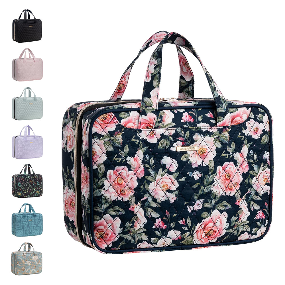 Everfun hanging travel toiletry bag front pocket for quick makeup access