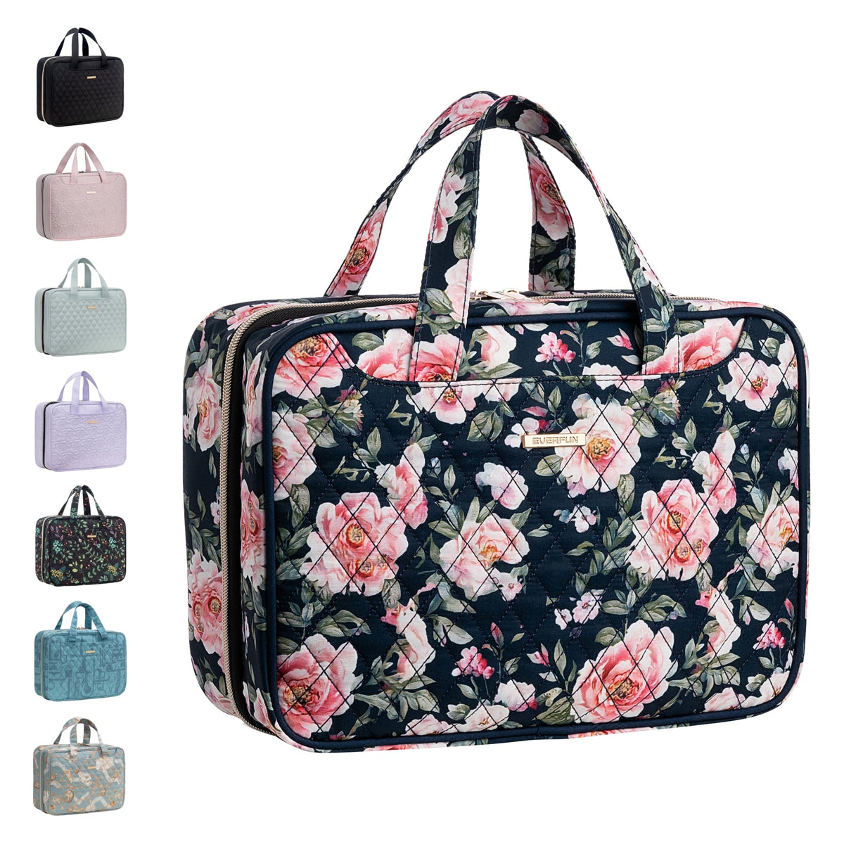 Everfun hanging travel toiletry bag front pocket for quick makeup access