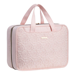 Everfun hanging travel toiletry bag front pocket provides quick makeup access.