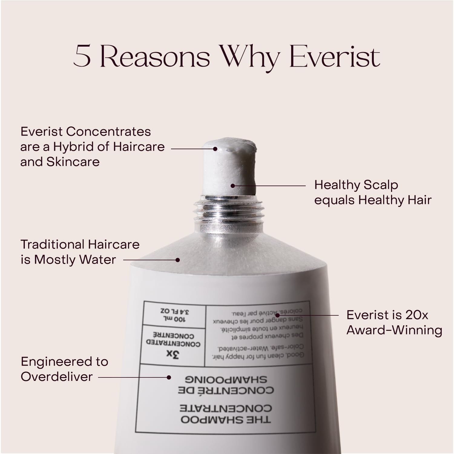 Everist shampoo bottle demonstrates glycerin hydration for moisturized hair.
