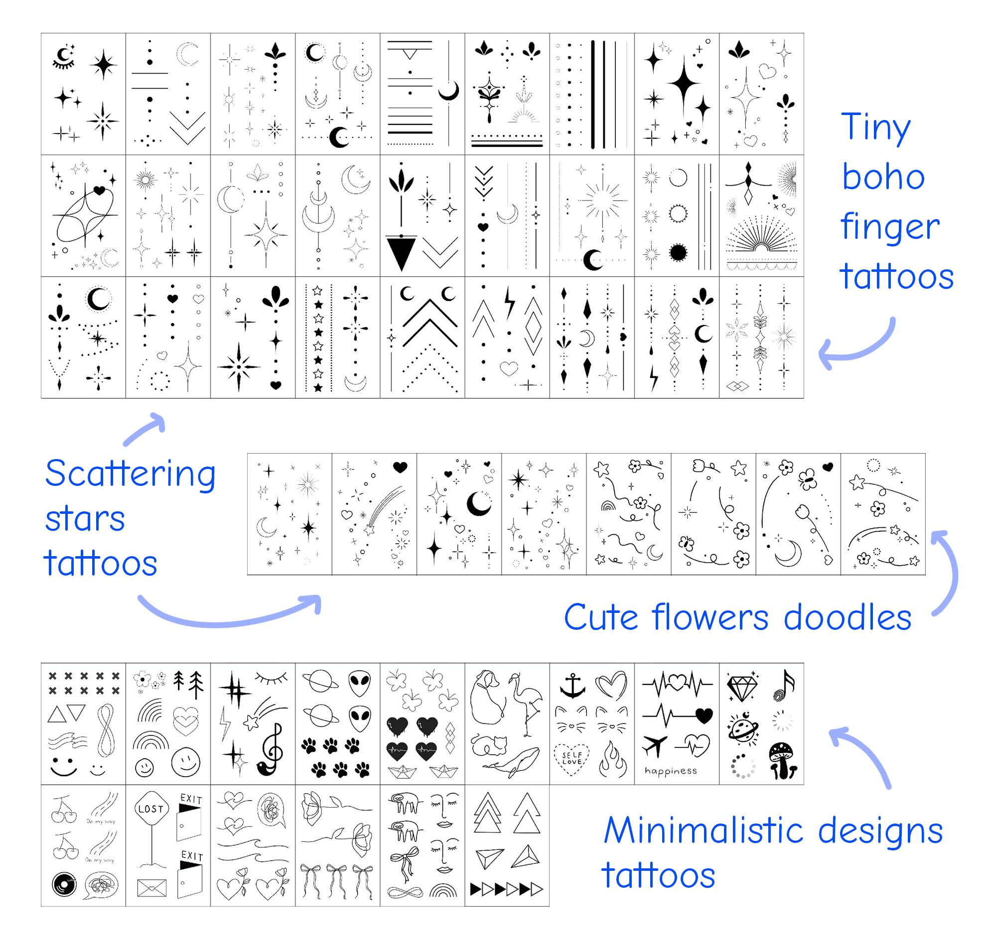 Everjoy minimalist tattoo boho ornaments on tiny design for wedding-ready style.
