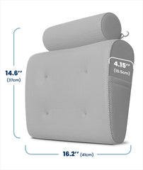 Everlasting Comfort bath pillow with suction cups stays securely in place.