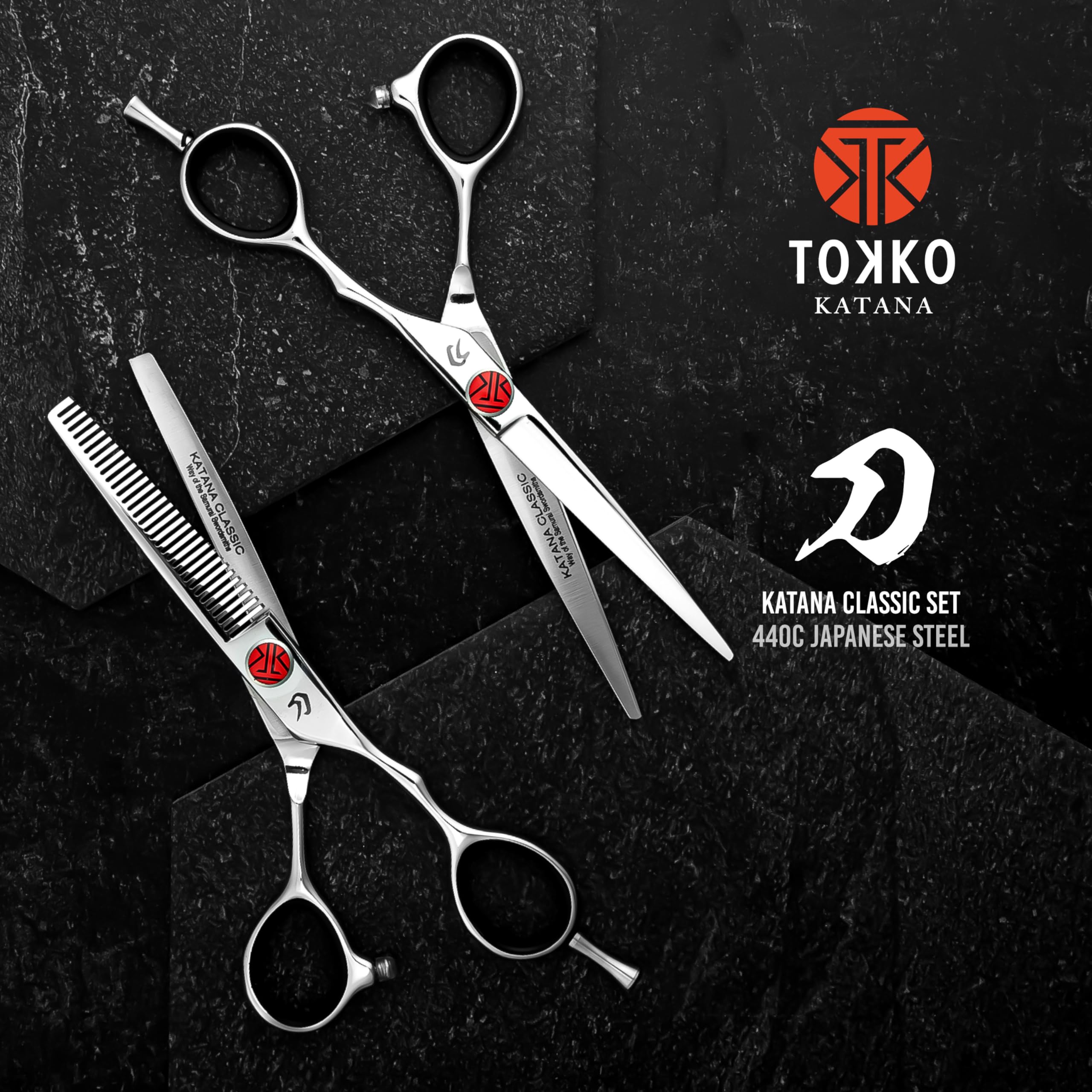 everlong Katana Classic thinning shear close-up highlighting texturing teeth for seamless blending.