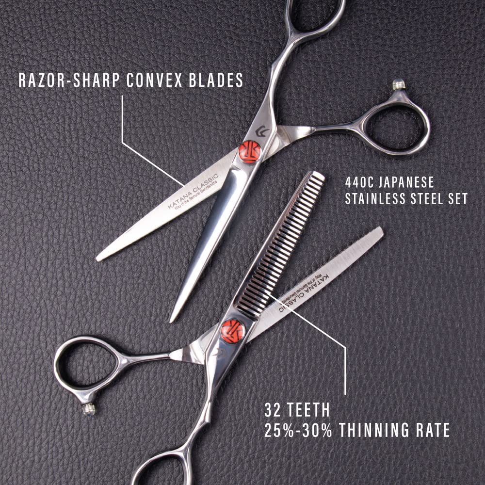 everlong Katana Classic regular shear ergonomic handle close-up for comfortable all-day professional use.