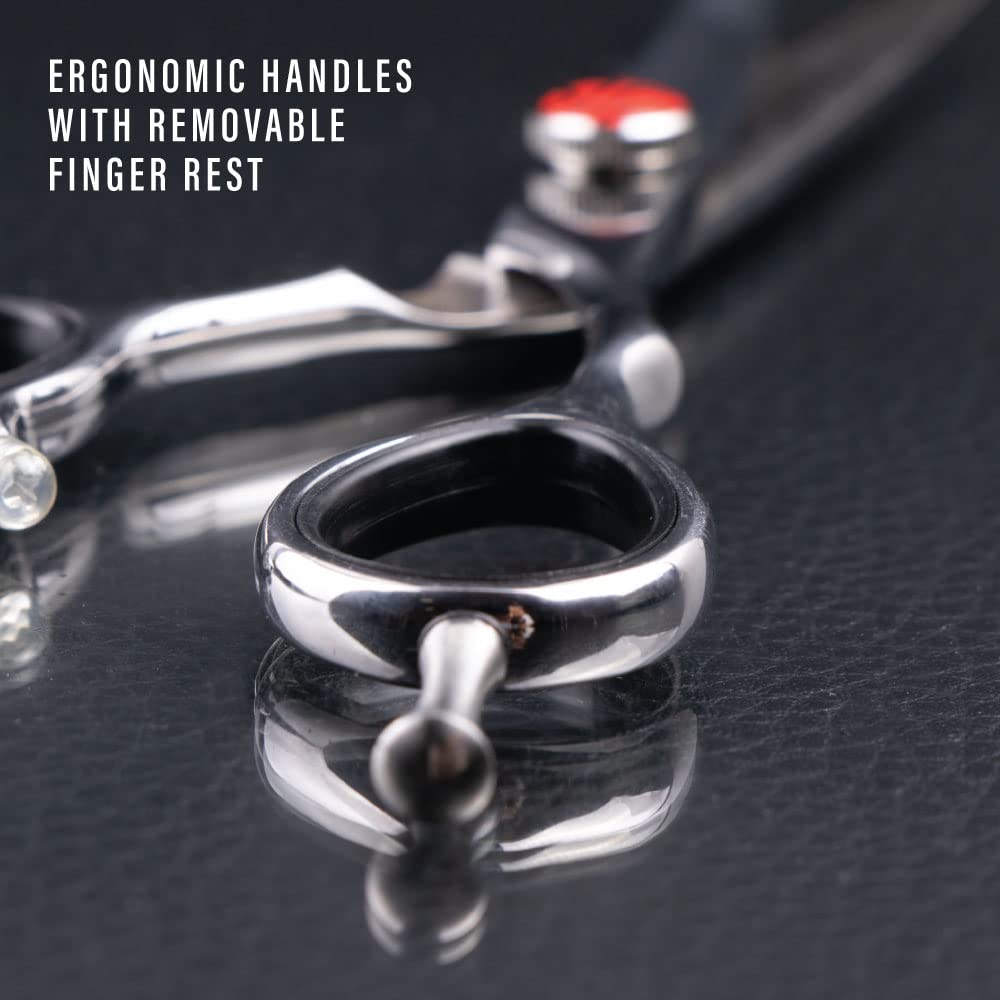everlong Katana Classic thinning shear ergonomic handle close-up for reduced hand fatigue during sessions.