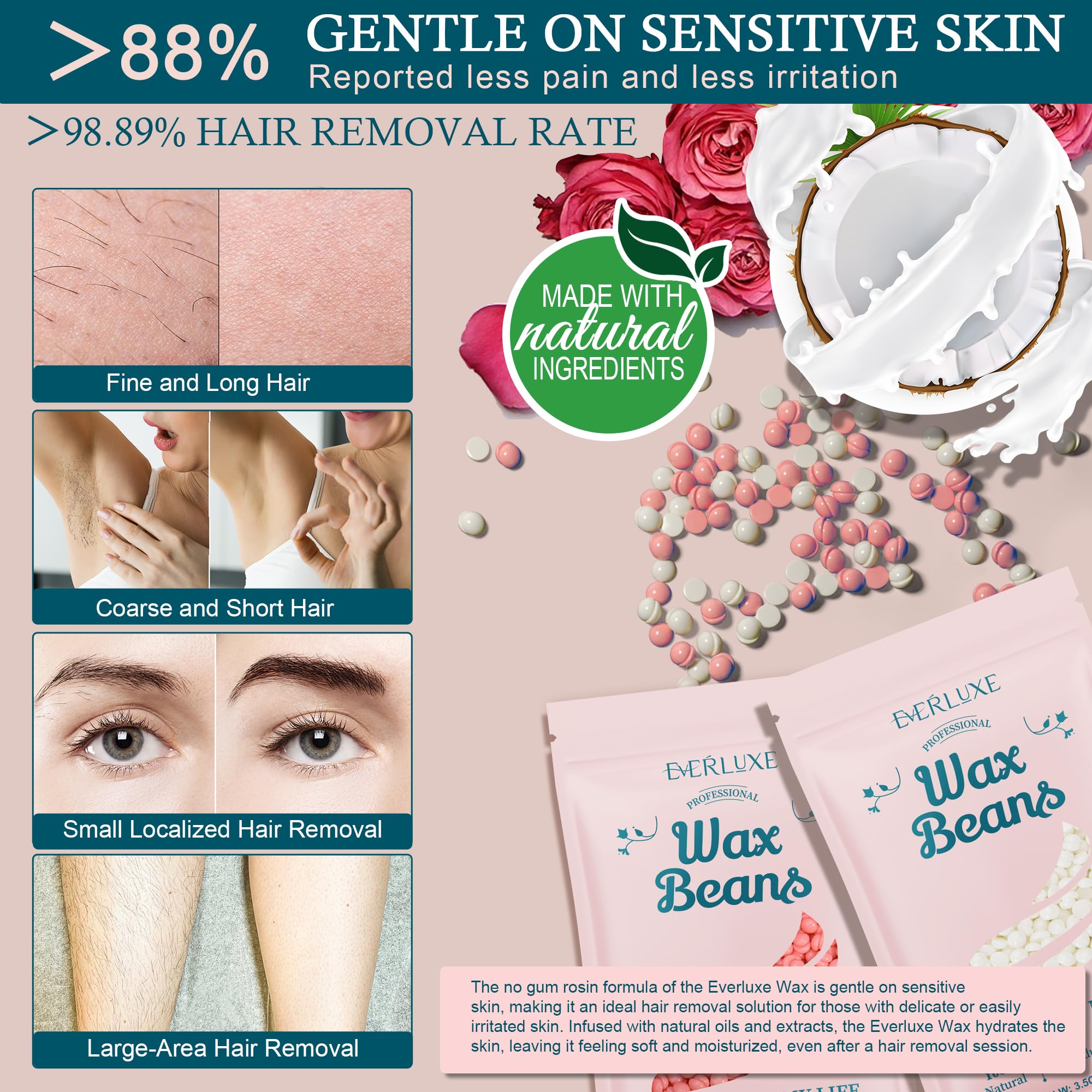 EVERLUXE bikini underarm and legs waxing for comfortable full-area grooming