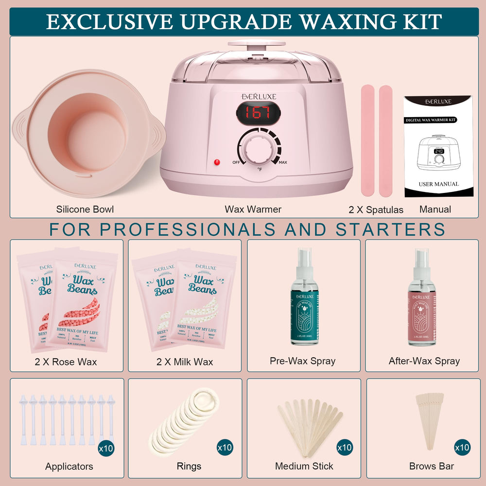 EVERLUXE milk and rose wax beads designed for sensitive skin and smooth removal
