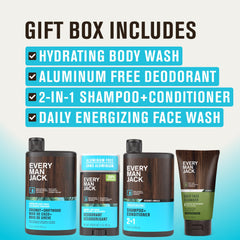 Every Man Jack 2-in-1 shampoo conditioner bottle streamlines head-to-toe care.