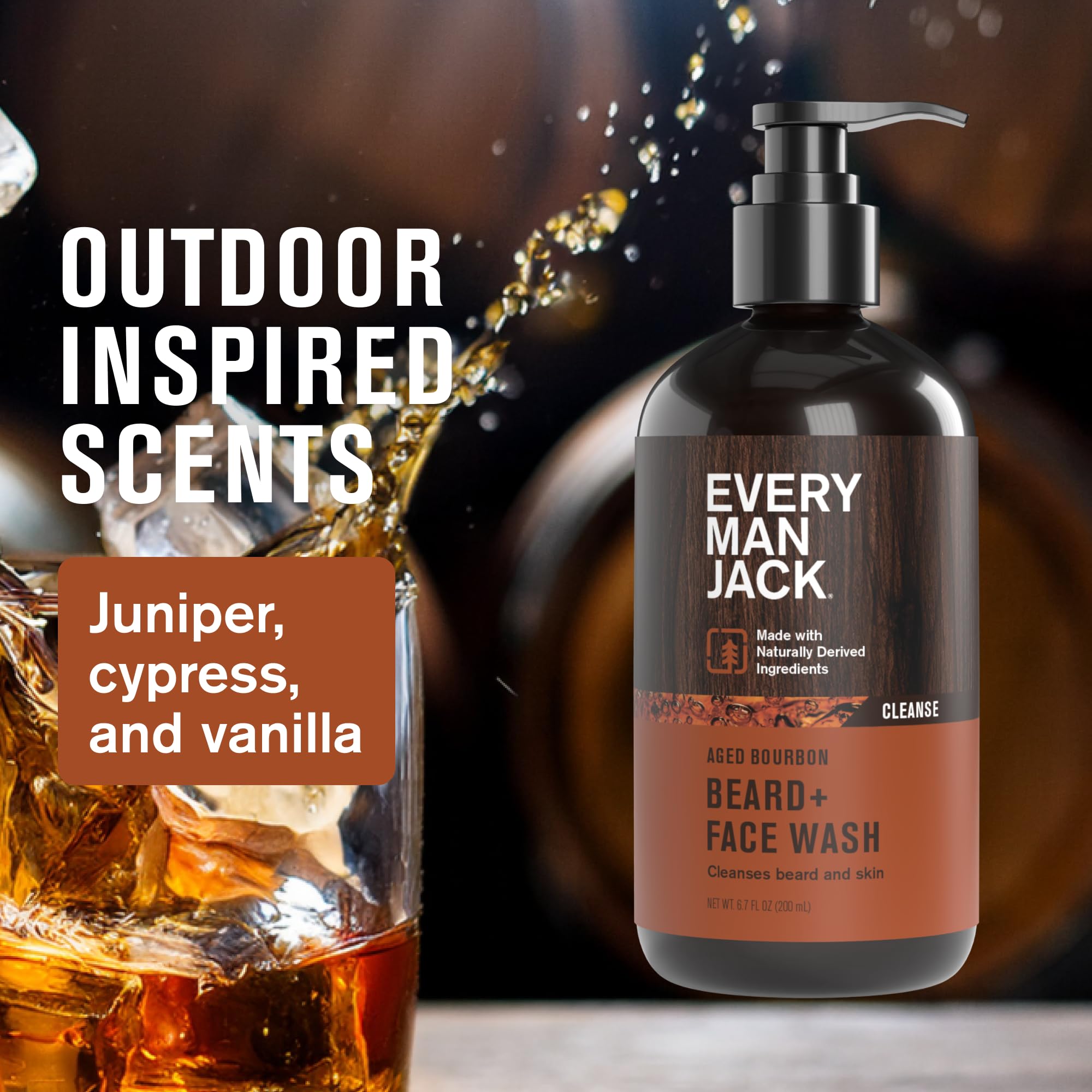 Every Man Jack aged bourbon fragrance label conveys a subtle, inviting scent