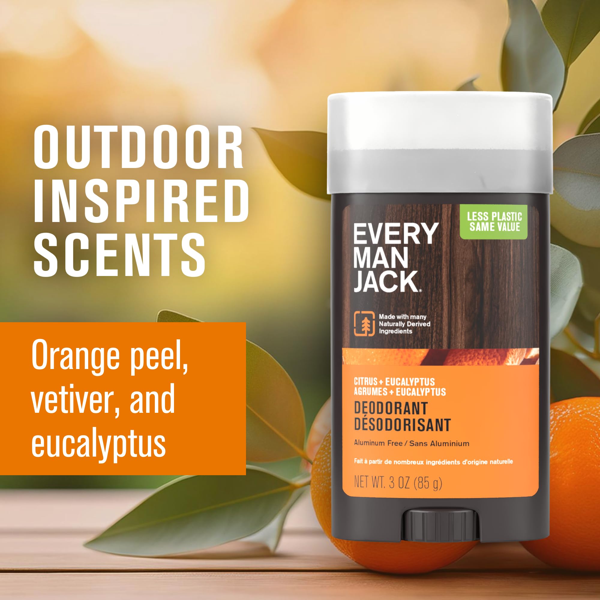 Every Man Jack aluminum-free deodorant with natural ingredients informational graphic